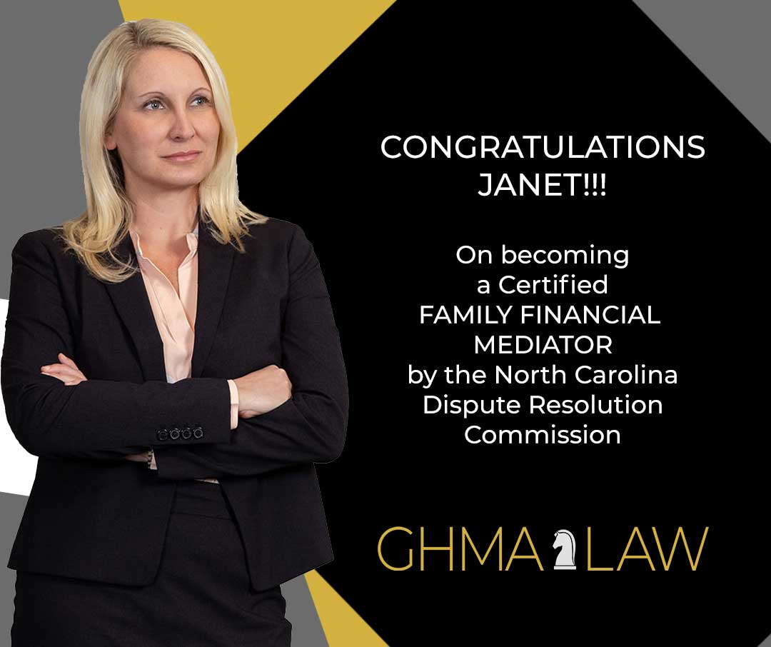 Janet Amburgey Earns Certification as a Family Financial Mediator from the North Carolina Dispute Resolution Commission