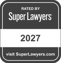 2027 Super Lawyers rating badge displaying 'Rated by Super Lawyers' with 'visit SuperLawyers.com' text at the bottom