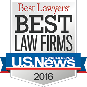 Graphic image of the Best Law Firms 2016 Badge provided by US News/Best Lawyers for the firm's inclusion as a Best Law Firm for Family Law and Bankruptcy.