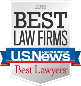Best Law Firms 2013 Badge provided by US News/Best Lawyers for the firm's inclusion as a Best Law Firm for Family Law and Bankruptcy.