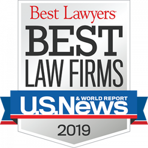 Graphic image of the US News/Best Lawyers Best Law Firms Badge for 2019. GHMA LAW was included in both the Family Law Section and the Bankruptcy Section in 2019.
