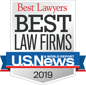 Graphic image of the US News/Best Lawyers Best Law Firms Badge for 2019. GHMA LAW was included in both the Family Law Section and the Bankruptcy Section in 2019.