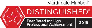 Martindale BV Distinguished Peer Rated Lawyer since 2016