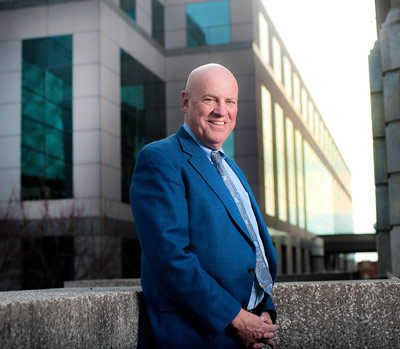 This image is of Dave Hillier in front of the Federal Courthouse Building in Downtown Asheville in 2012